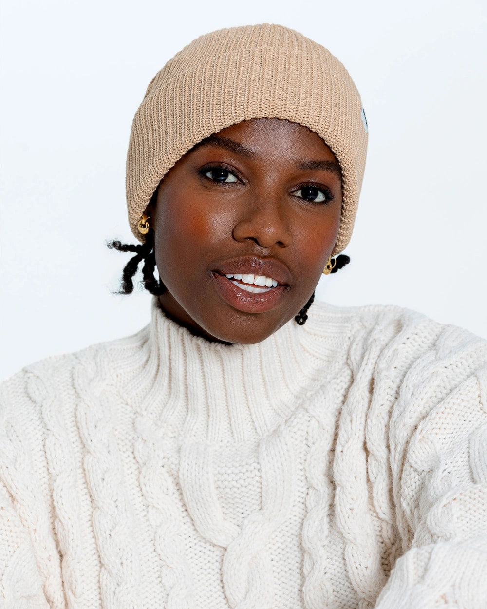 Sable2;Sand Tuque Caribou en tricot de mérinos